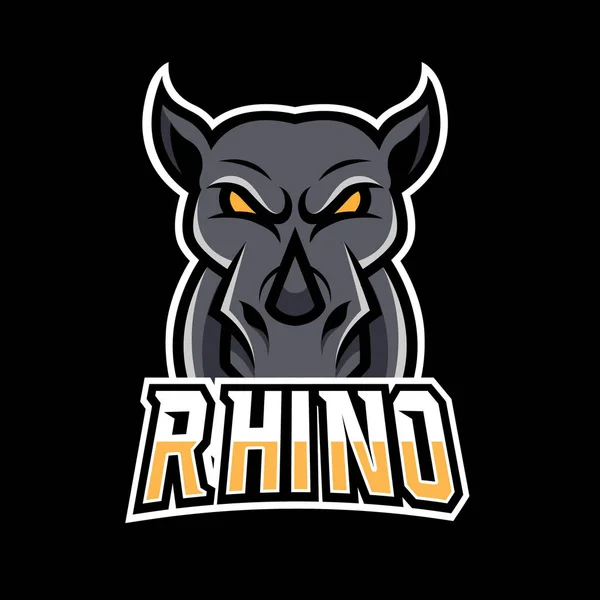 Negro Enojado Rinoceronte Mascota Deporte Juego Esport Logo Plantilla Para — Archivo Imágenes Vectoriales