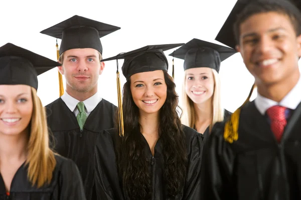 Graduazione: folla di laureati allegri — Foto Stock