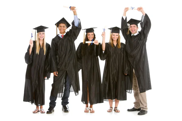 Graduation: Graduates with Diplomas Cheering Stock Image