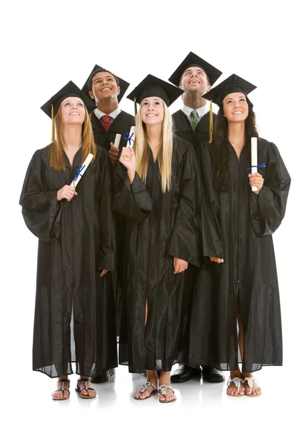 Graduation: Group of Graduates Look Upwards Royalty Free Stock Images