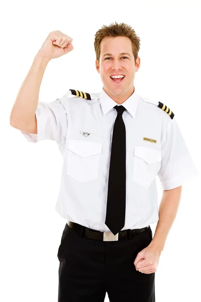 Profissões: Happy Pilot Cheering — Fotografia de Stock