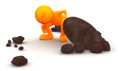 3d Guy: Looking Under a Rock clipart