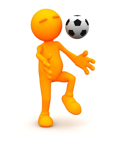 3d Guy: Man Kneeing the Soccer Ball — Stock Photo, Image