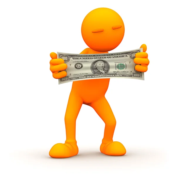 3d Guy: Stretching Your Money — Stock Photo, Image