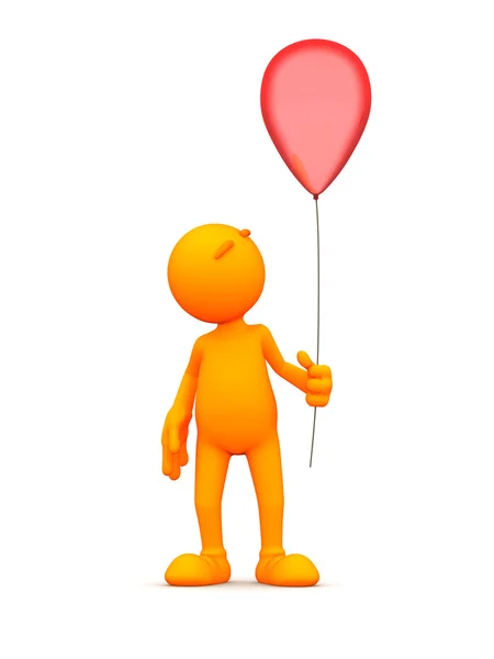 3d guy: Mann hält einen Luftballon — Stockfoto