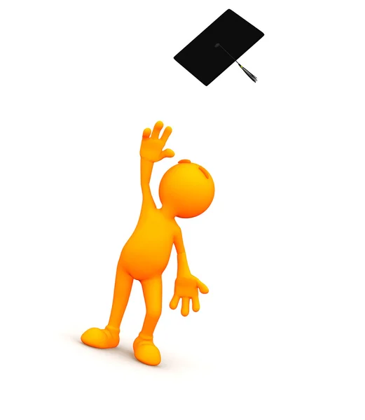 3d Guy: Throwing Mortarboard into Air — Stock Photo, Image