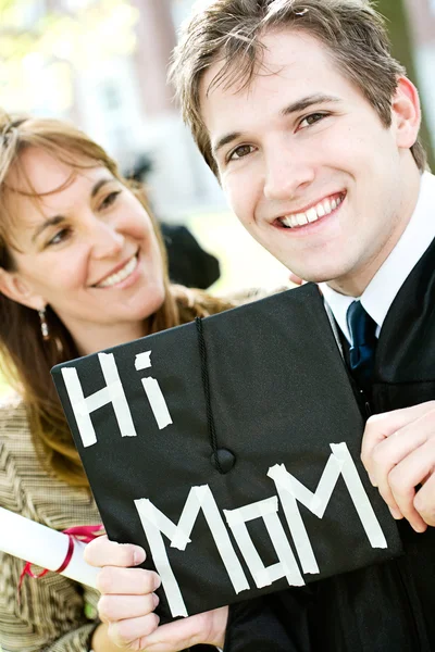 Graduation: Mom Proud of Son Graduate — Stock Photo, Image