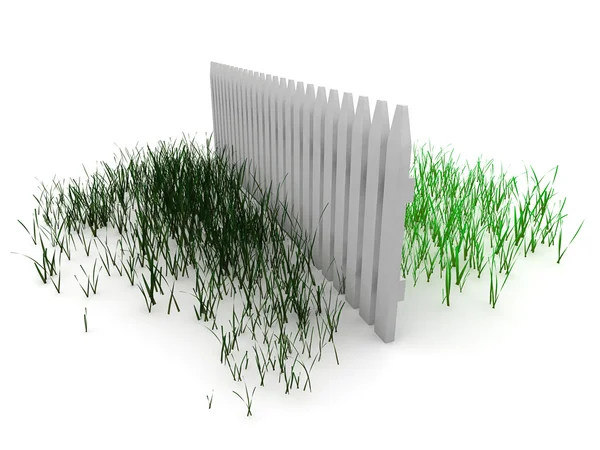 3d: Rumput selalu lebih hijau di Sisi Lain dari Pagar — Stok Foto