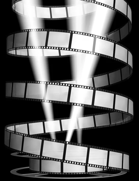 3d: Film with Spotlights and Reel — Stock Photo, Image