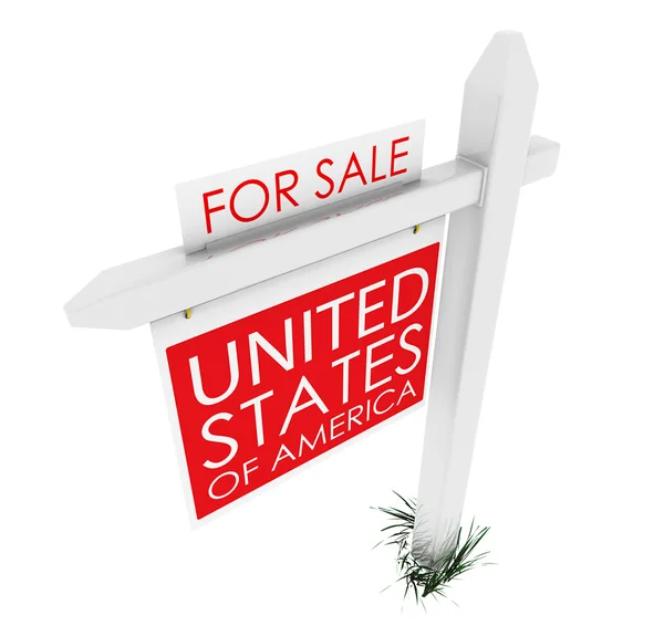 3d: Sinal imobiliário: EUA para venda — Fotografia de Stock