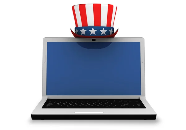 3D: laptop met patriottische hoed — Stockfoto
