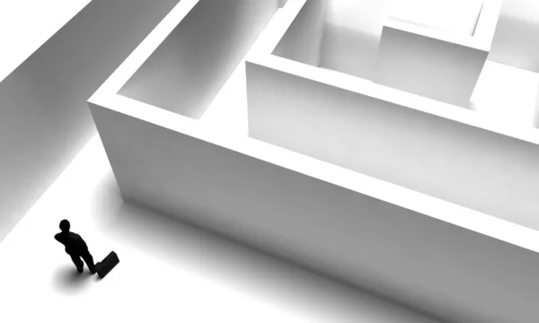 3D: man förbereder sig för att ange labyrint — Stockfoto