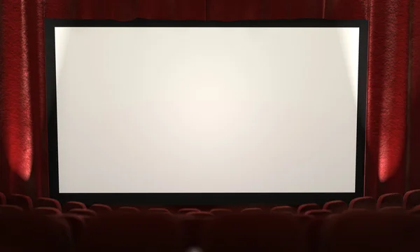 3d: Pantalla de cine con proyectores a un lado — Foto de Stock