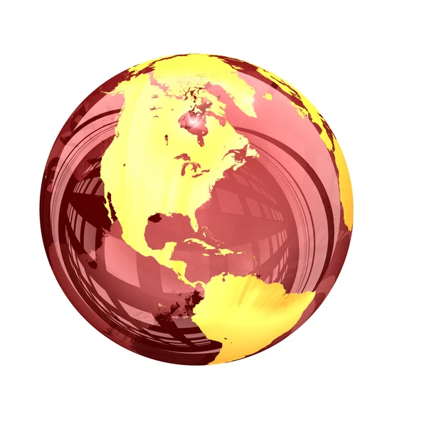 3d: Red Glassy Earth Globe Vista de América del Norte — Foto de Stock