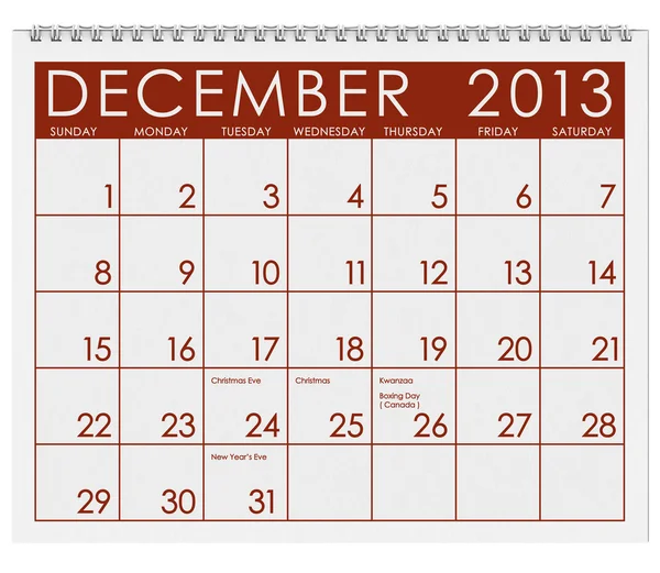 Calendário: Dezembro de 2013 — Fotografia de Stock