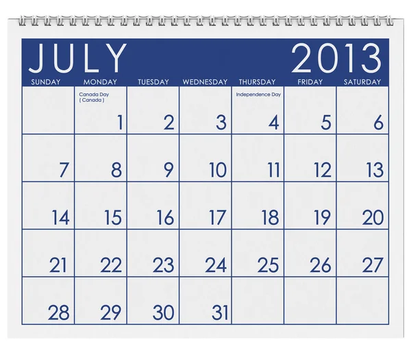 Kalender: Juli 2013 — Stok Foto