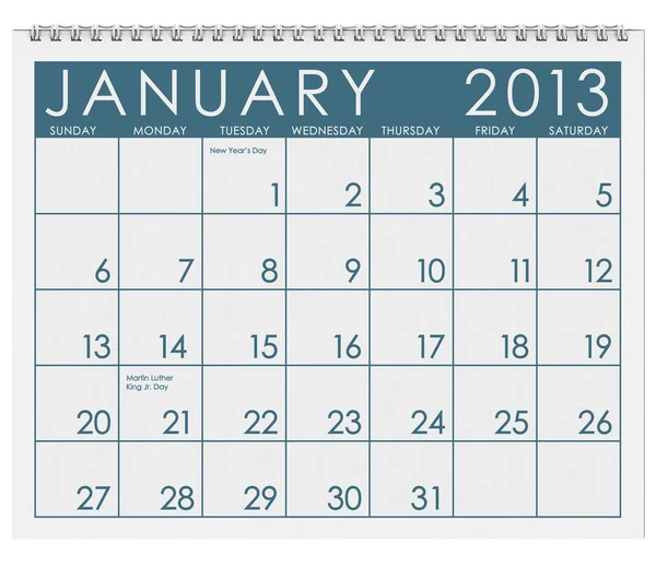 Calendario: enero de 2013 —  Fotos de Stock