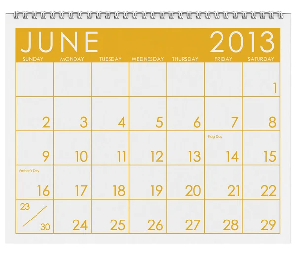 Calendario: junio de 2013 —  Fotos de Stock