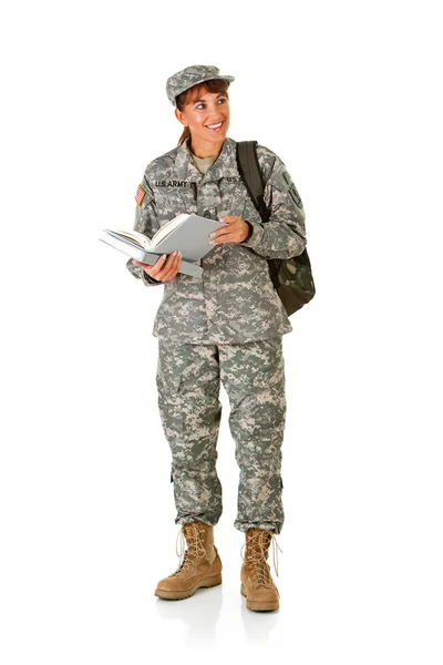 Żołnierz: Żołnierz wraca do szkoły — Zdjęcie stockowe