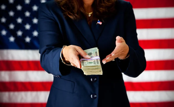 Politician: Holding a Stack of Cash — Stock Photo, Image