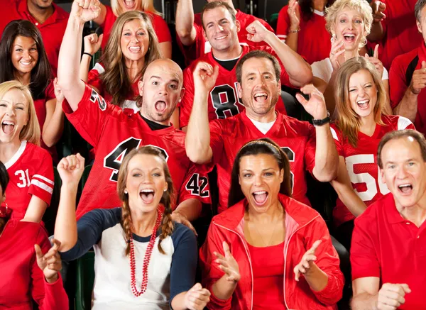 Ventiladores: Emocionada multitud animando al equipo — Foto de Stock