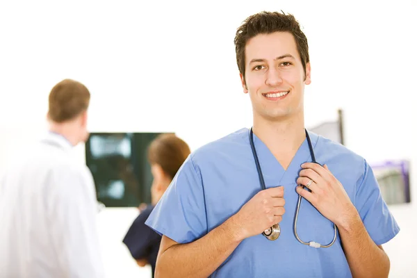 Doctors: Male Nurse Holding Stethoscope — Stock Photo, Image