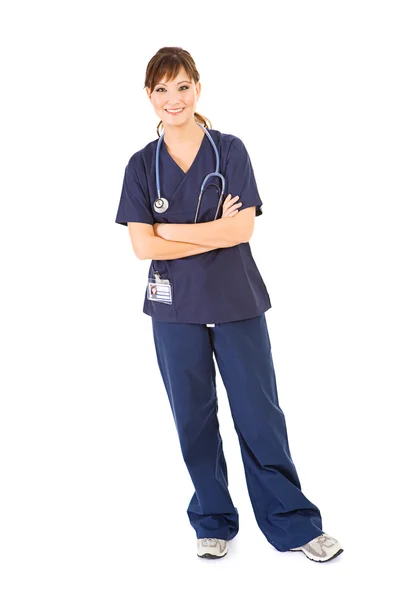 Ärzte: fröhliche asiatisch-amerikanische Krankenschwester — Stockfoto