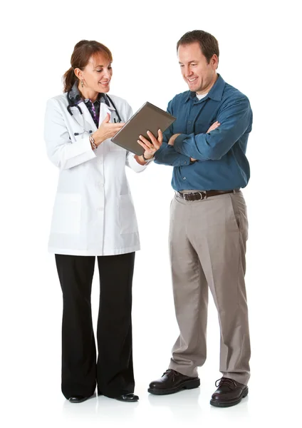 Doctor: Discussing Test Results on a Digital Tablet — Stock Photo, Image