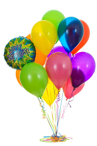 Воздушные шары: группа воздушных шаров с днем рождения — стоковое фото