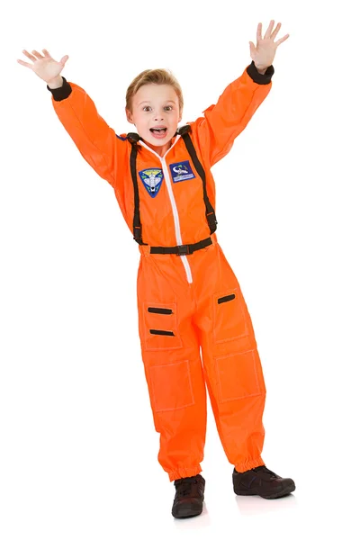 Astronaut: Astronaut med händer upp — Stockfoto