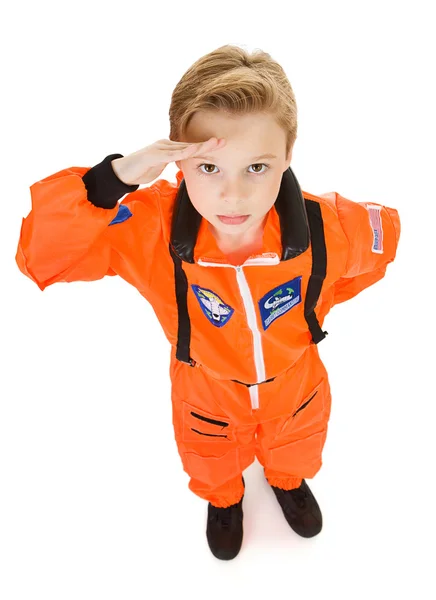 Űrhajós: Tisztelegve fiú űrhajós — Stock Fotó