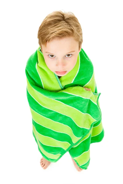 Swimmer: Boy Too Cold to Swim — Stock Photo, Image