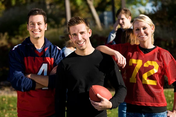 Football: Group of Football Friends Ready to Play Stock Image