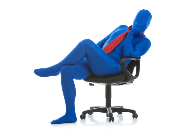 蓝色: 无聊的商人坐在椅子上 — 图库照片