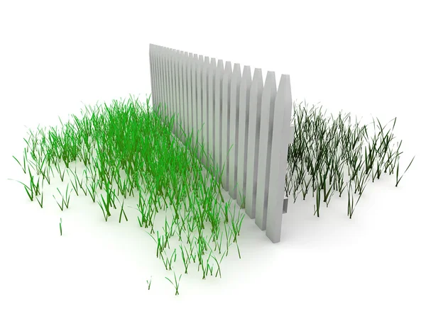 3D: γρασίδι είναι πάντα πιο πράσινο στην άλλη πλευρά του φράχτη — Φωτογραφία Αρχείου