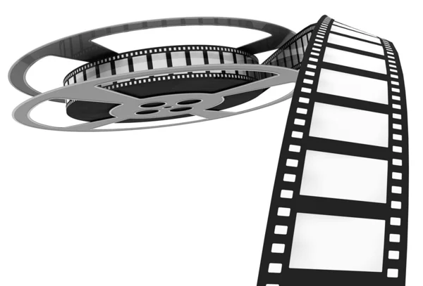 3 डी: फिल्म फिल्म रील से स्पूलिंग — स्टॉक फ़ोटो, इमेज