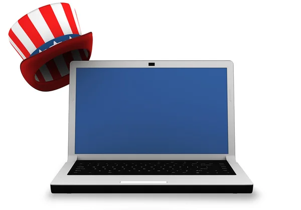 3d: Laptop con cappello patriottico — Foto Stock