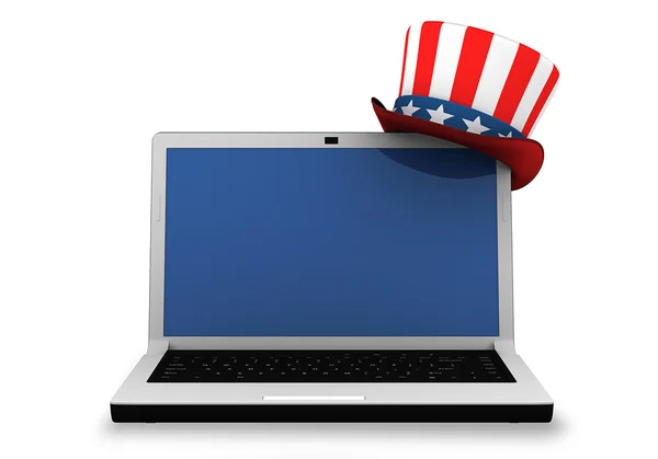 3D: laptop met patriottische hoed — Stockfoto