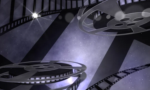 3D: filmen rullar i rymden bakgrund — Stockfoto