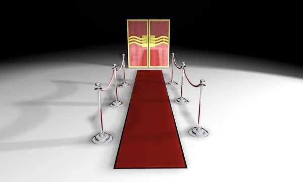 3d: Red Carpet Leads to Theater Doors — Stock Photo, Image