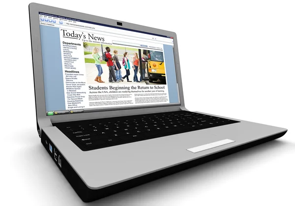 3D: newsów na laptopa: Powrót do szkoły — Zdjęcie stockowe
