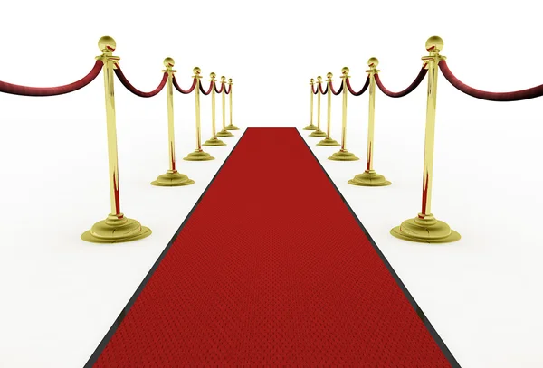 3d: Red Carpet with Stanchions for Movie Premiere — Stock Photo, Image