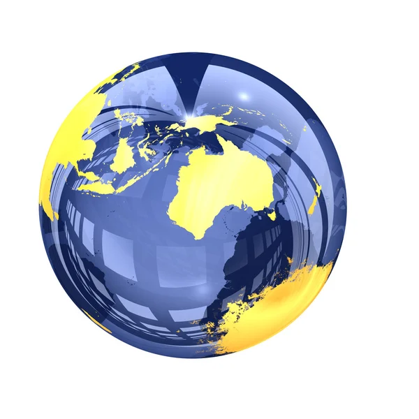 3d: Glassy Earth Globe Vista de Australia — Foto de Stock