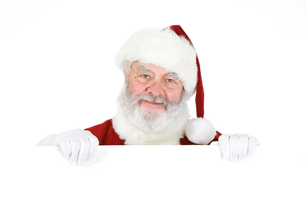 Santa: Santa Holding Tarjeta Blanca —  Fotos de Stock