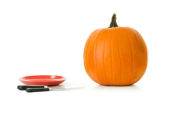 Pumpkin: In the Process of Being Carved — Stock Photo, Image