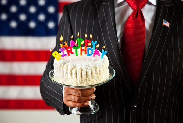 Politicus: cake met birthday kaarsen — Stockfoto