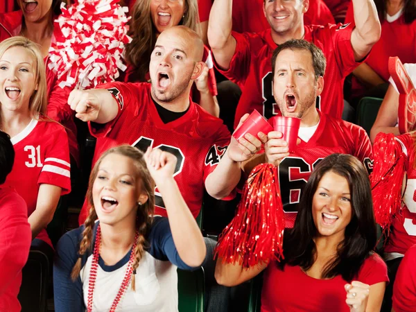 Ventiladores: Grupo de amigos viendo el juego — Foto de Stock