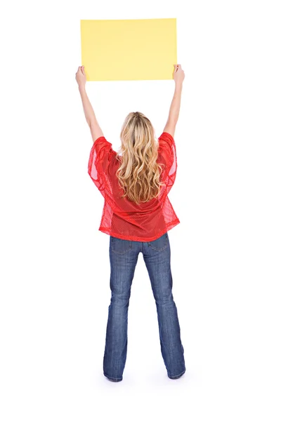 Football: Anonymous Woman Holding Up Sign — Stock Photo, Image