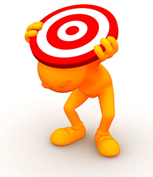 3d Guy: Hiding Under a Target — Stock Photo, Image