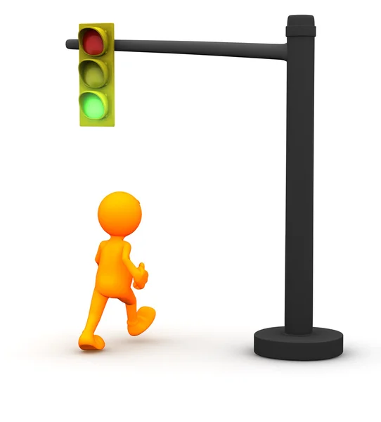 3d Guy: Man Gets Green Light — Stock Photo, Image